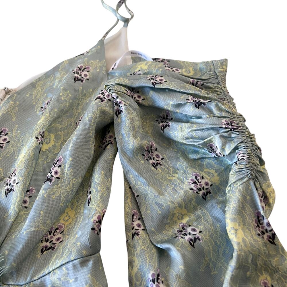 Self Portrait Floral Asymmetric Crepe  Mini Dress In Multi Size 4 US - Picture 9 of 11